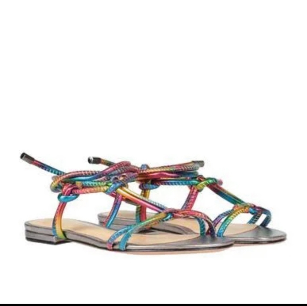 Alexandre Birman Rebecca Rainbow Flat Sandal (Women) MULTI/ GRAPHITE, Size 10